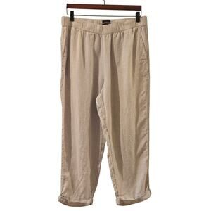 Rachel Roy 100% Linen Cuffed High Waist Pockets Beige Pockets Pants Womens XL